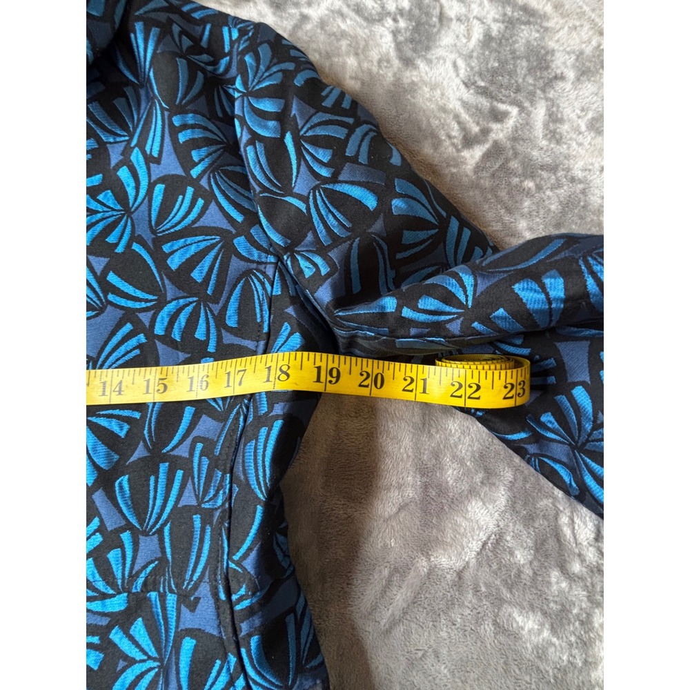 Anne Klein Womens Coat Size 6 Blue Black Floral Print Button Front Spruce NEW - Picture 10 of 11